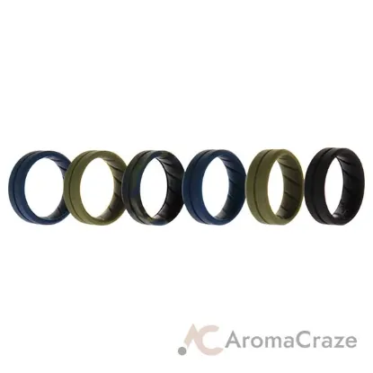 Picture of Silicone Wedding BR Middle Line Ring Set - Basic-Olive by ROQ for Men - 6 x 10 mm Ring