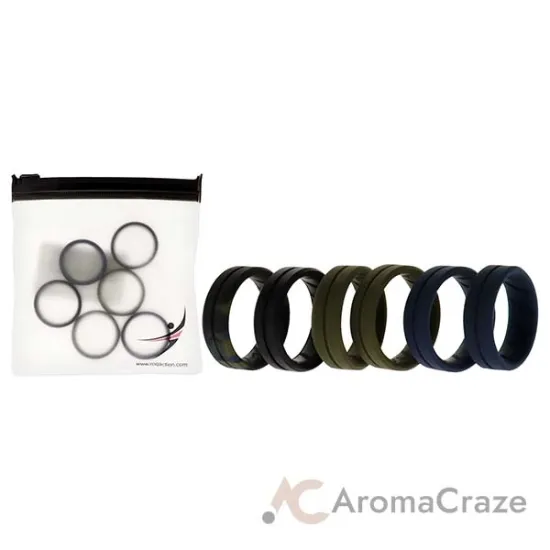 Picture of Silicone Wedding BR Middle Line Ring Set - Basic-Olive by ROQ for Men - 6 x 11 mm Ring