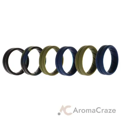 Picture of Silicone Wedding BR Middle Line Ring Set - Basic-Olive by ROQ for Men - 6 x 13 mm Ring