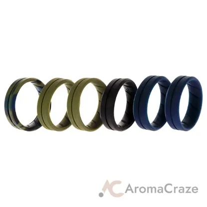 Picture of Silicone Wedding BR Middle Line Ring Set - Basic-Olive by ROQ for Men - 6 x 16 mm Ring