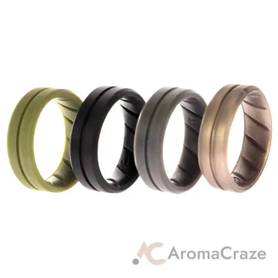 Picture of Silicone Wedding BR Middle Line Ring Set - Basic-Green by ROQ for Men - 4 x 11 mm Ring