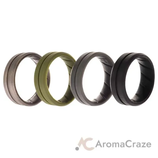 Picture of Silicone Wedding BR Middle Line Ring Set - Basic-Green by ROQ for Men - 4 x 12 mm Ring
