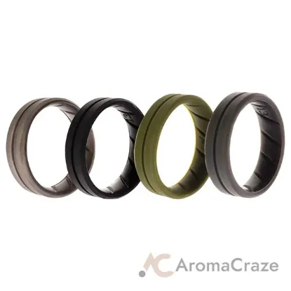 Picture of Silicone Wedding BR Middle Line Ring Set - Basic-Green by ROQ for Men - 4 x 13 mm Ring