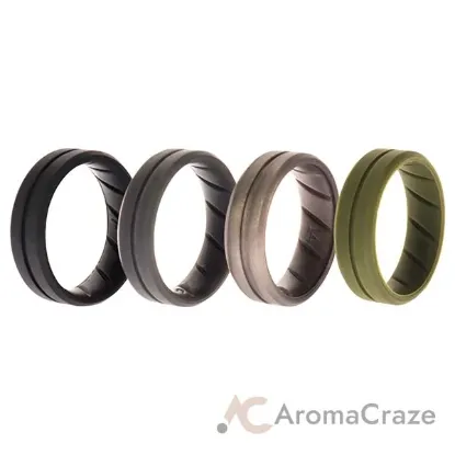Picture of Silicone Wedding BR Middle Line Ring Set - Basic-Green by ROQ for Men - 4 x 14 mm Ring