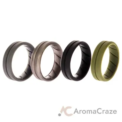Picture of Silicone Wedding BR Middle Line Ring Set - Basic-Green by ROQ for Men - 4 x 15 mm Ring