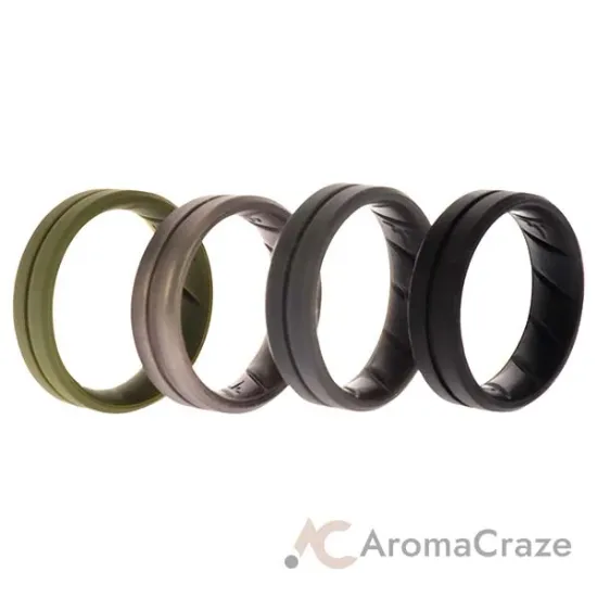 Picture of Silicone Wedding BR Middle Line Ring Set - Basic-Green by ROQ for Men - 4 x 16 mm Ring