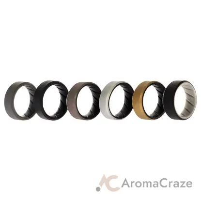 Picture of Silicone Wedding BR 8mm Edge Ring Set - Black by ROQ for Men - 6 x 7 mm Ring