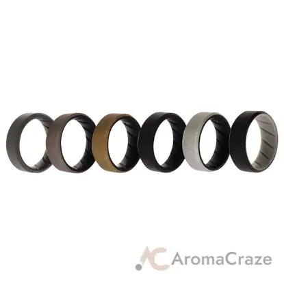 Picture of Silicone Wedding BR 8mm Edge Ring Set - Black by ROQ for Men - 6 x 9 mm Ring