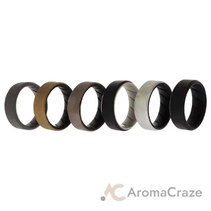 Picture of Silicone Wedding BR 8mm Edge Ring Set - Black by ROQ for Men - 6 x 10 mm Ring