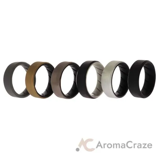 Picture of Silicone Wedding BR 8mm Edge Ring Set - Black by ROQ for Men - 6 x 10 mm Ring