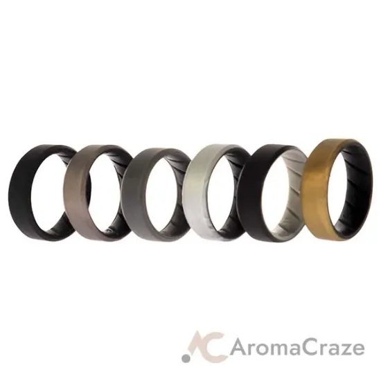 Picture of Silicone Wedding BR 8mm Edge Ring Set - Black by ROQ for Men - 6 x 11 mm Ring