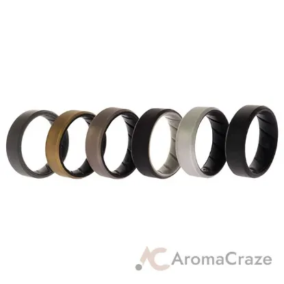 Picture of Silicone Wedding BR 8mm Edge Ring Set - Black by ROQ for Men - 6 x 13 mm Ring
