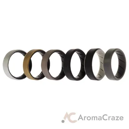 Picture of Silicone Wedding BR 8mm Edge Ring Set - Black by ROQ for Men - 6 x 14 mm Ring