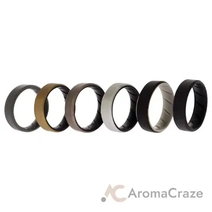 Picture of Silicone Wedding BR 8mm Edge Ring Set - Black by ROQ for Men - 6 x 15 mm Ring