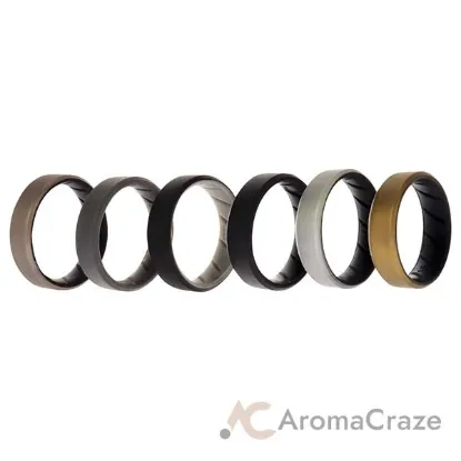 Picture of Silicone Wedding BR 8mm Edge Ring Set - Black by ROQ for Men - 6 x 16 mm Ring