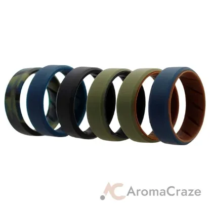 Picture of Silicone Wedding BR 8mm Edge Ring Set - Brown by ROQ for Men - 6 x 12 mm Ring