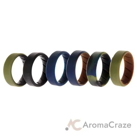 Picture of Silicone Wedding BR 8mm Edge Ring Set - Brown by ROQ for Men - 6 x 13 mm Ring