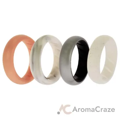 Picture of Silicone Wedding BR Solid Ring Set - Silver by ROQ for Women - 4 x 4 mm Ring