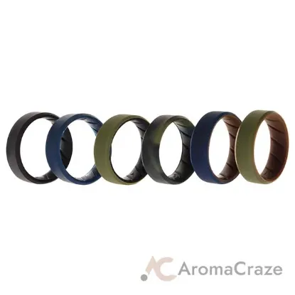 Picture of Silicone Wedding BR 8mm Edge Ring Set - Brown by ROQ for Men - 6 x 14 mm Ring
