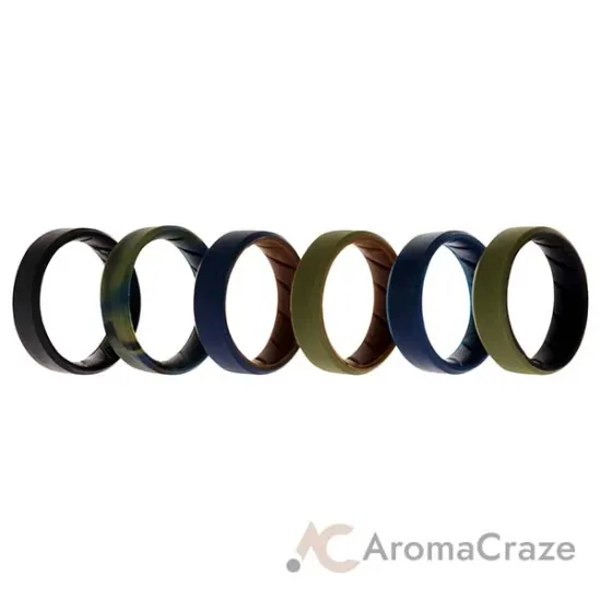 Picture of Silicone Wedding BR 8mm Edge Ring Set - Brown by ROQ for Men - 6 x 16 mm Ring