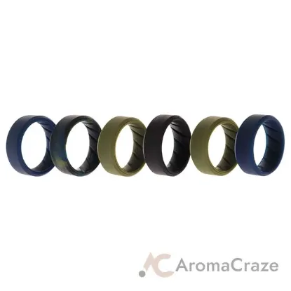 Picture of Silicone Wedding BR 8mm Ring Set - Basic-Olive by ROQ for Men - 6 x 7 mm Ring