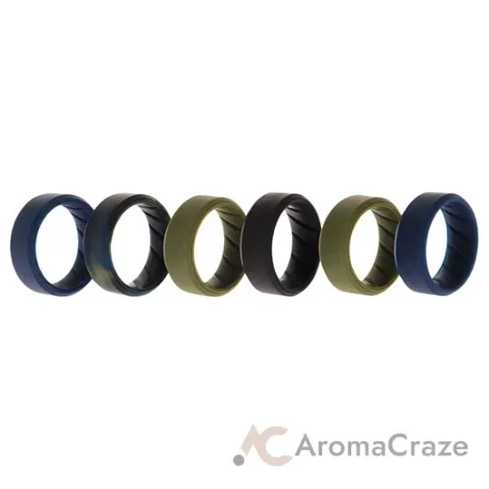 Picture of Silicone Wedding BR 8mm Ring Set - Basic-Olive by ROQ for Men - 6 x 7 mm Ring