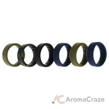 Picture of Silicone Wedding BR 8mm Ring Set - Basic-Olive by ROQ for Men - 6 x 9 mm Ring