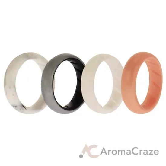 Picture of Silicone Wedding BR Solid Ring Set - Silver by ROQ for Women - 4 x 6 mm Ring