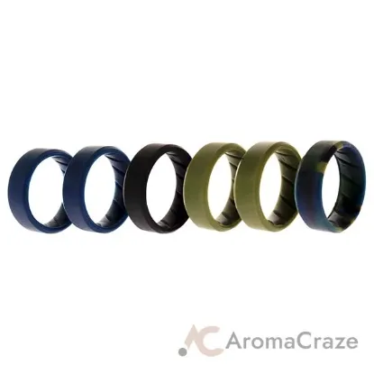 Picture of Silicone Wedding BR 8mm Ring Set - Basic-Olive by ROQ for Men - 6 x 10 mm Ring