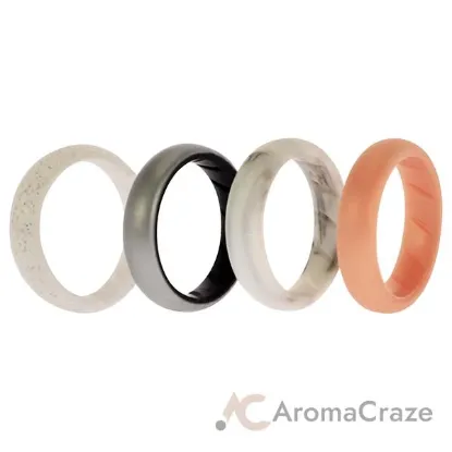 Picture of Silicone Wedding BR Solid Ring Set - Silver by ROQ for Women - 4 x 8 mm Ring