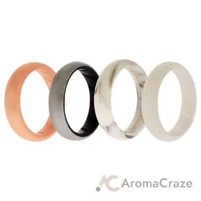 Picture of Silicone Wedding BR Solid Ring Set - Silver by ROQ for Women - 4 x 9 mm Ring