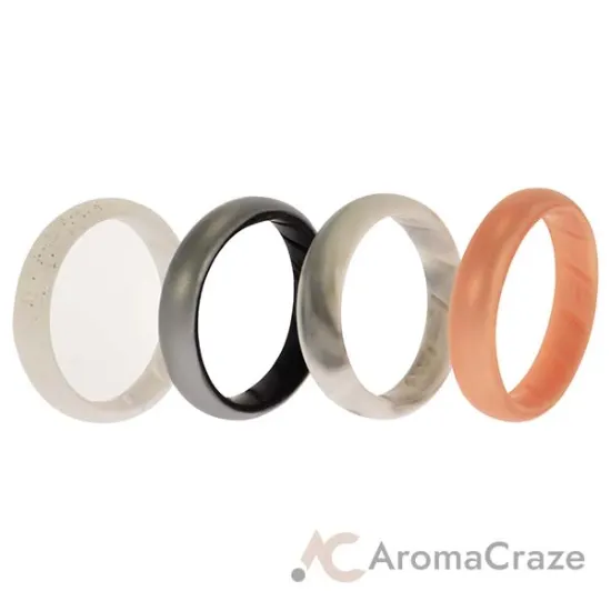 Picture of Silicone Wedding BR Solid Ring Set - Silver by ROQ for Women - 4 x 11 mm Ring