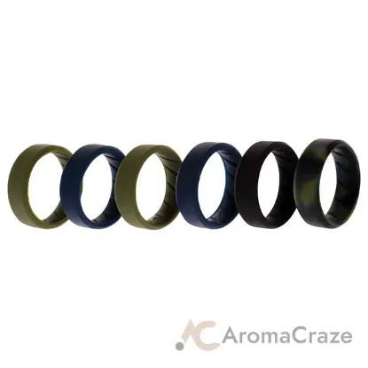 Picture of Silicone Wedding BR 8mm Ring Set - Basic-Olive by ROQ for Men - 6 x 11 mm Ring
