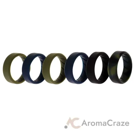 Picture of Silicone Wedding BR 8mm Ring Set - Basic-Olive by ROQ for Men - 6 x 11 mm Ring