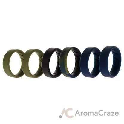 Picture of Silicone Wedding BR 8mm Ring Set - Basic-Olive by ROQ for Men - 6 x 12 mm Ring