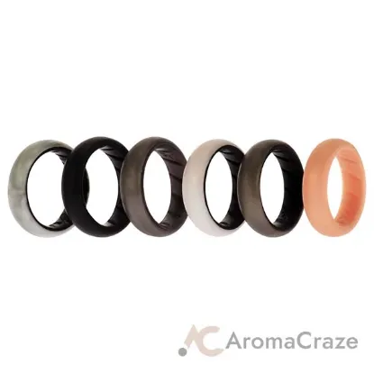 Picture of Silicone Wedding BR Solid Ring Set - Marble by ROQ for Women - 6 x 5 mm Ring