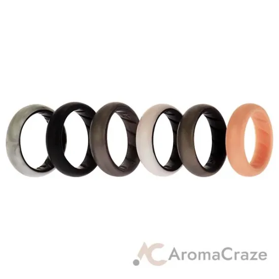 Picture of Silicone Wedding BR Solid Ring Set - Marble by ROQ for Women - 6 x 5 mm Ring