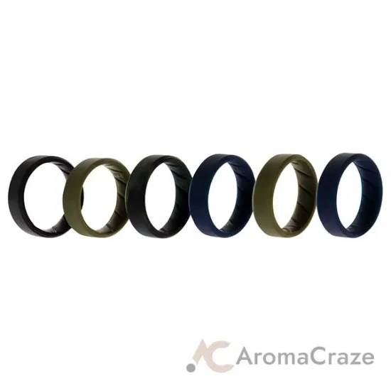Picture of Silicone Wedding BR 8mm Ring Set - Basic-Olive by ROQ for Men - 6 x 13 mm Ring