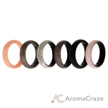 Picture of Silicone Wedding BR Solid Ring Set - Marble by ROQ for Women - 6 x 7 mm Ring