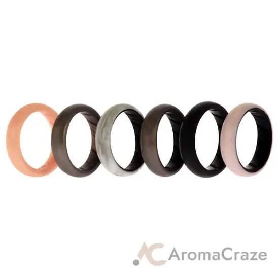 Picture of Silicone Wedding BR Solid Ring Set - Marble by ROQ for Women - 6 x 7 mm Ring