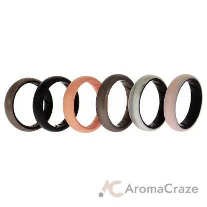 Picture of Silicone Wedding BR Solid Ring Set - Marble by ROQ for Women - 6 x 8 mm Ring