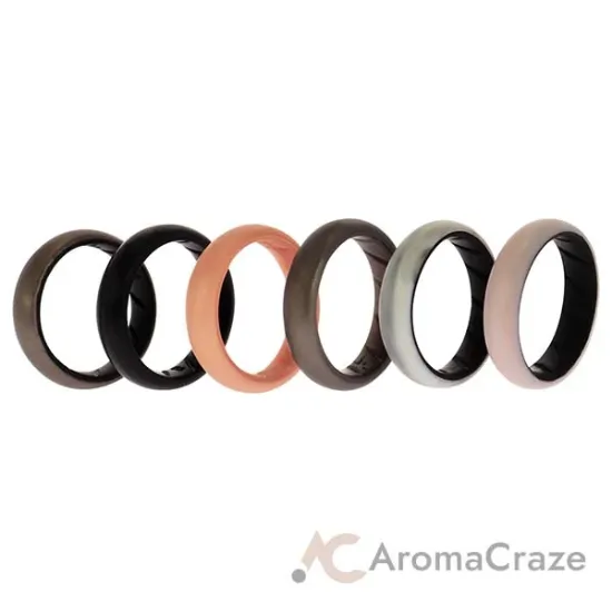 Picture of Silicone Wedding BR Solid Ring Set - Marble by ROQ for Women - 6 x 8 mm Ring