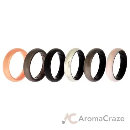 Picture of Silicone Wedding BR Solid Ring Set - Marble by ROQ for Women - 6 x 9 mm Ring