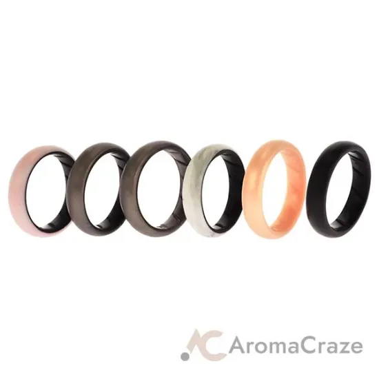 Picture of Silicone Wedding BR Solid Ring Set - Marble by ROQ for Women - 6 x 10 mm Ring