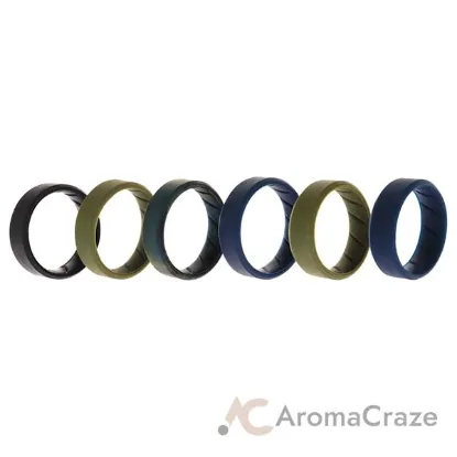 Picture of Silicone Wedding BR 8mm Ring Set - Basic-Olive by ROQ for Men - 6 x 16 mm Ring