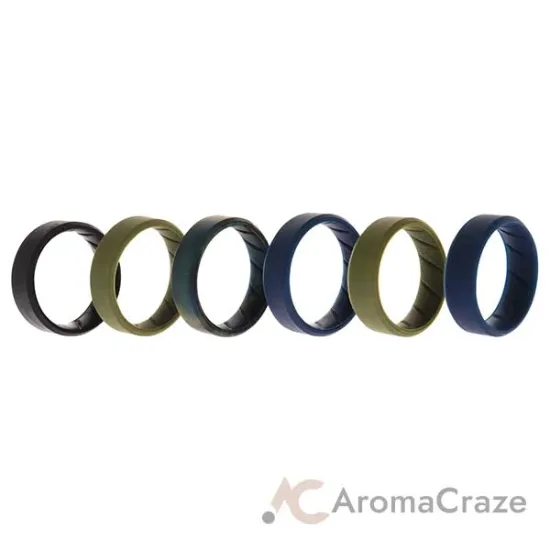 Picture of Silicone Wedding BR 8mm Ring Set - Basic-Olive by ROQ for Men - 6 x 16 mm Ring