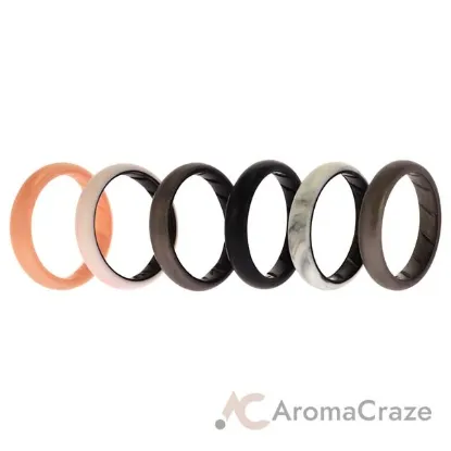 Picture of Silicone Wedding BR Solid Ring Set - Marble by ROQ for Women - 6 x 11 mm Ring