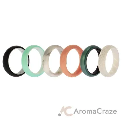 Picture of Silicone Wedding BR Solid Ring Set - Aque by ROQ for Women - 6 x 6 mm Ring