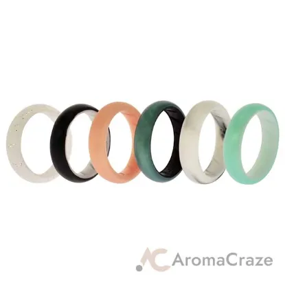 Picture of Silicone Wedding BR Solid Ring Set - Aque by ROQ for Women - 6 x 7 mm Ring