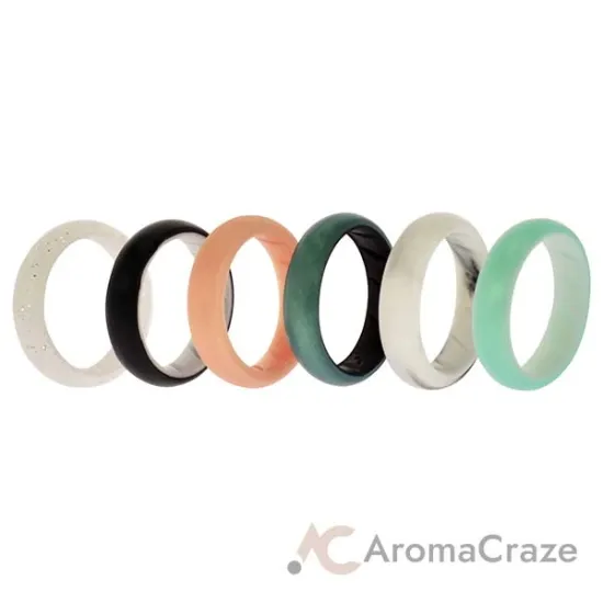 Picture of Silicone Wedding BR Solid Ring Set - Aque by ROQ for Women - 6 x 7 mm Ring